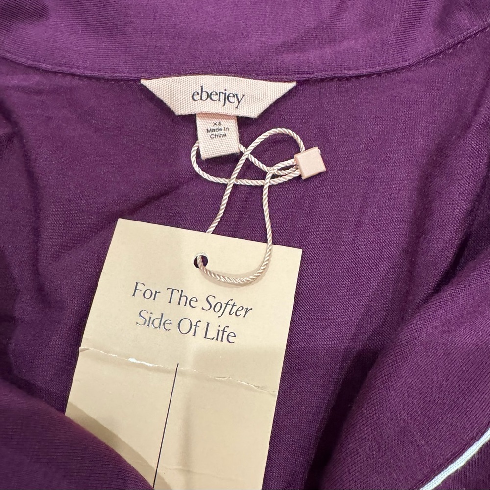 Eberjey Gisele PJ Set in Plum Ivory Pajamas - Picture 3 of 6